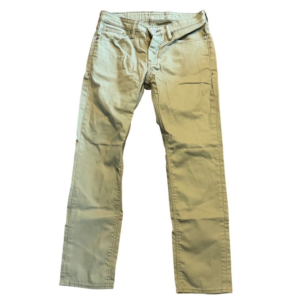 Levis 511 Slim Fit Pants Mens 32x30 Olive Green Cotton Stretch Chino 04511-3337